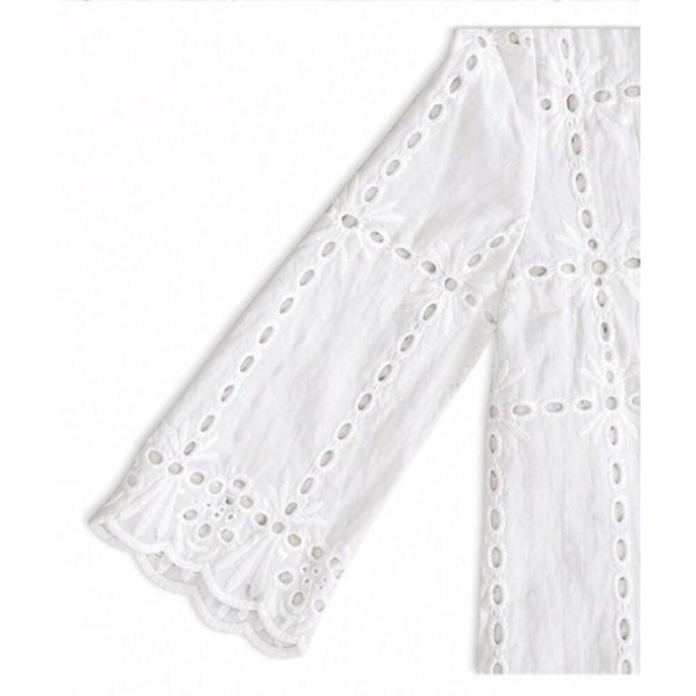 Miss Kelly 1999 White Eyelet Blouse Top Women Sz L Boho Cottagecore 1449N5 - Picture 5 of 7